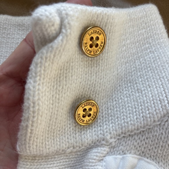 Lauren Ralph Lauren Cardigan‎ Toggle Gold Buttons Cotton Ivory Classic Cozy XL - Picture 5 of 10